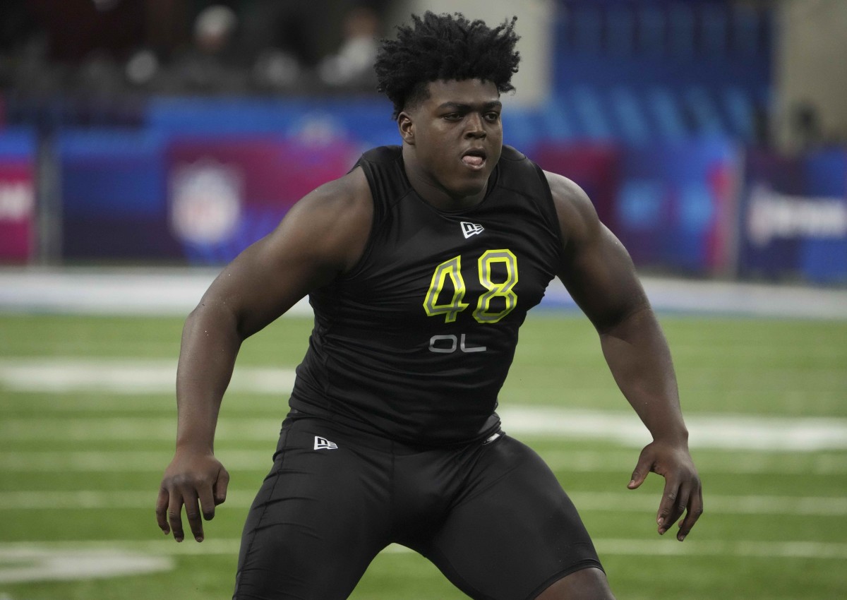 Tulsa offensive lineman Tyler Smith at NFL Combine